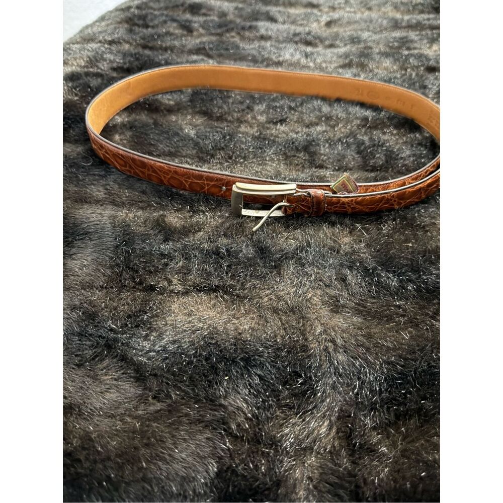 Vintage Trafalgar Men’s Brown Leather Italian Belt, Size 34 , Morobe Bos Indicus